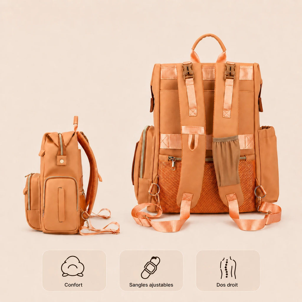 Sac à dos à langer multipoches