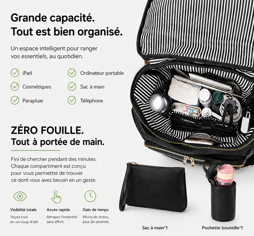 sac à dos à langer poussette en denim - vue produit 3