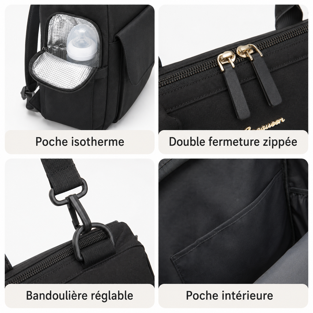 Sac à langer bandoulière léger — Format compact