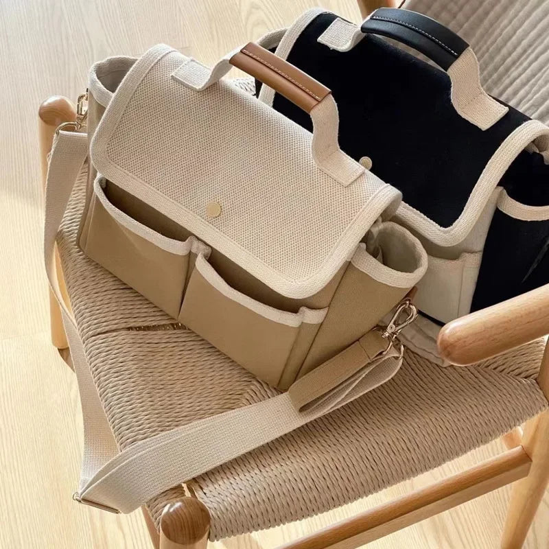 Sac à langer cabas en toile - vue de profil complète