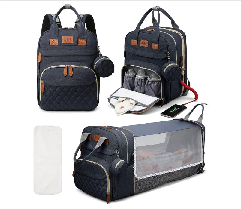 sac à dos à langer 3 en 1 avec lit bébé - vue produit 10