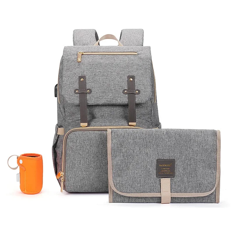 sac à dos à langer denim isotherme patchwork - vue produit 10