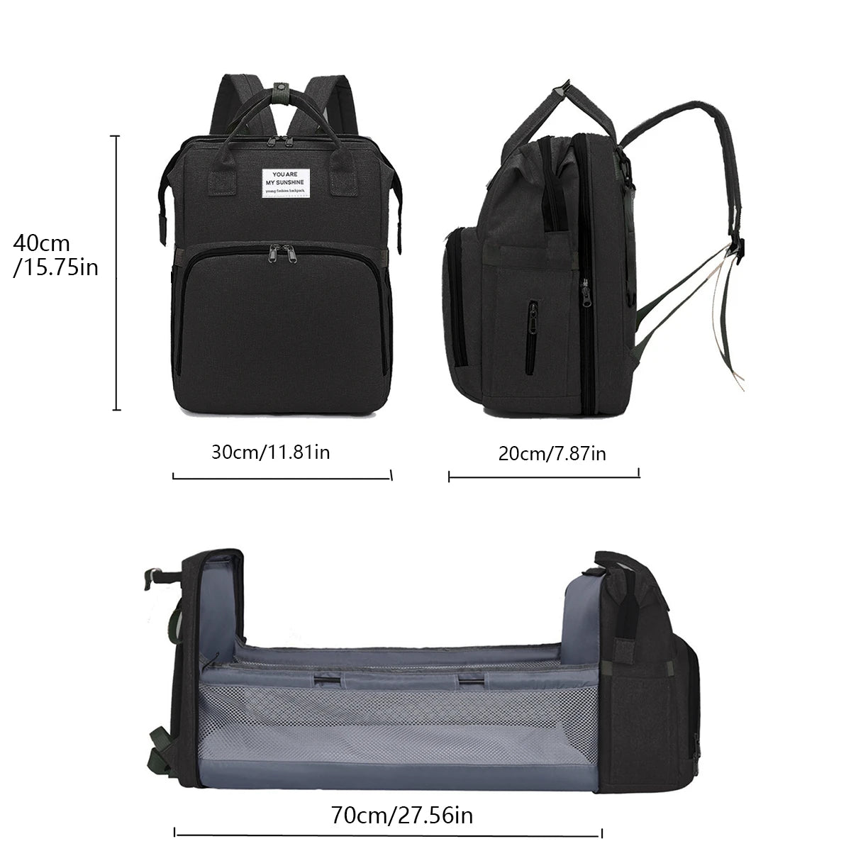 sac à dos à langer avec berceau pliable - vue produit 7
