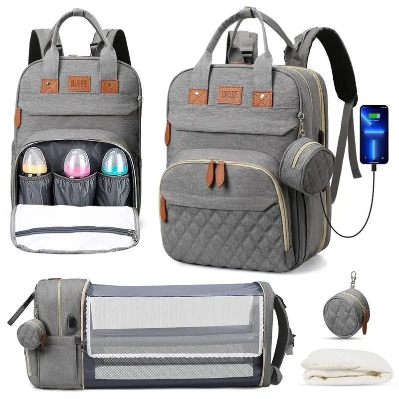 sac à dos à langer 3 en 1 avec lit bébé - vue produit 1