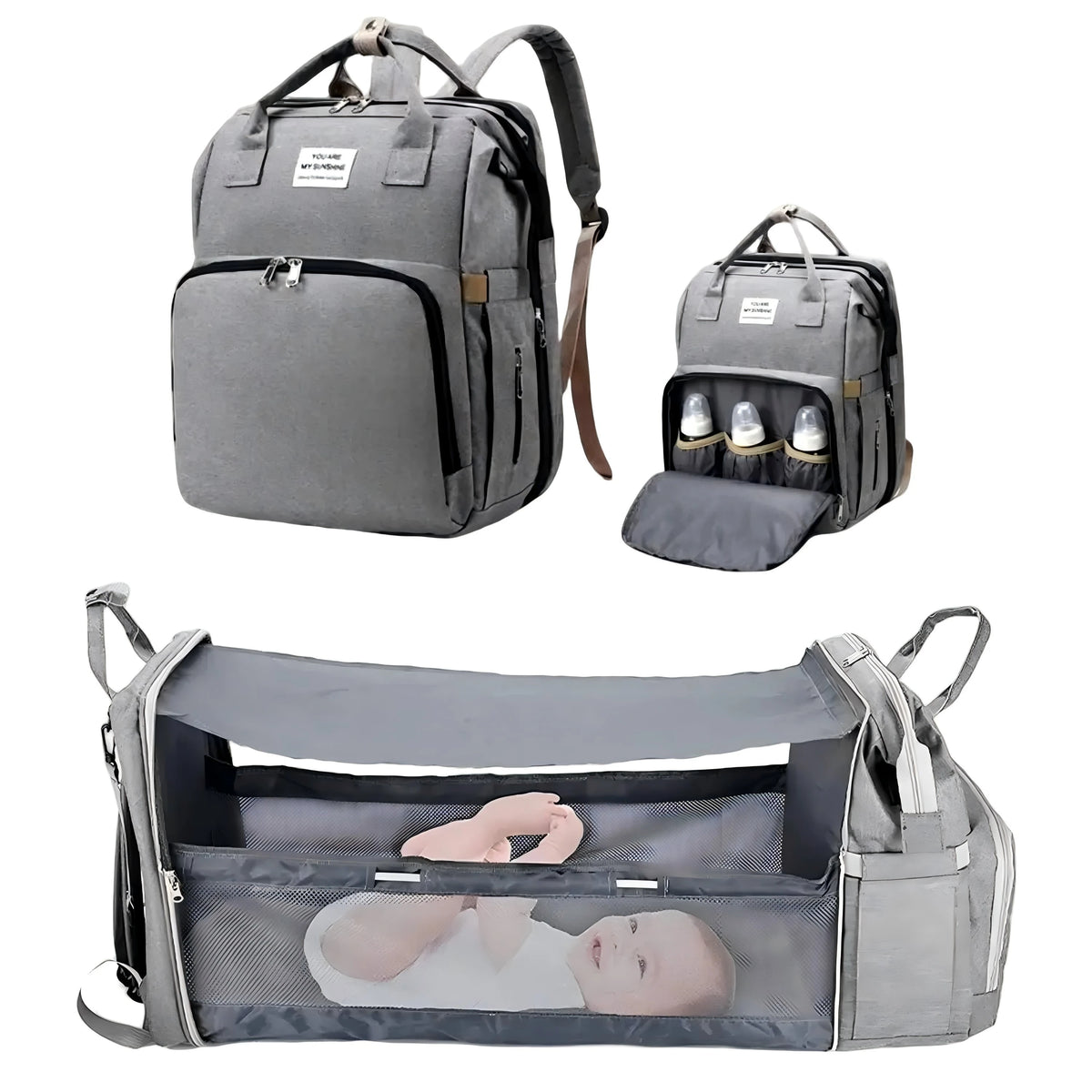 sac à dos à langer 3 en 1 avec lit bébé - vue produit 15