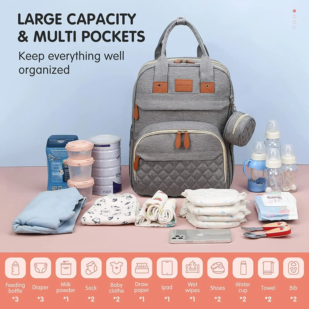 sac à dos à langer 3 en 1 avec lit bébé - vue produit 4