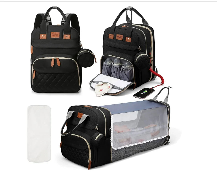 sac à dos à langer 3 en 1 avec lit bébé - vue produit 7