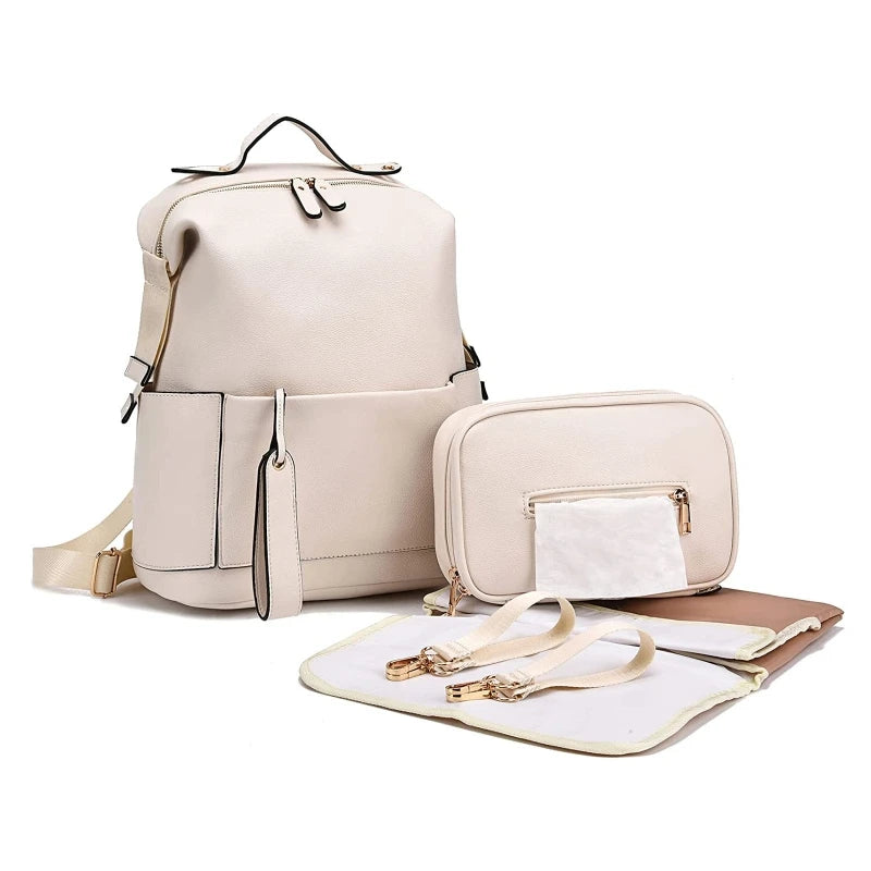sac à dos à langer en simili cuir multi-poches - vue produit 9