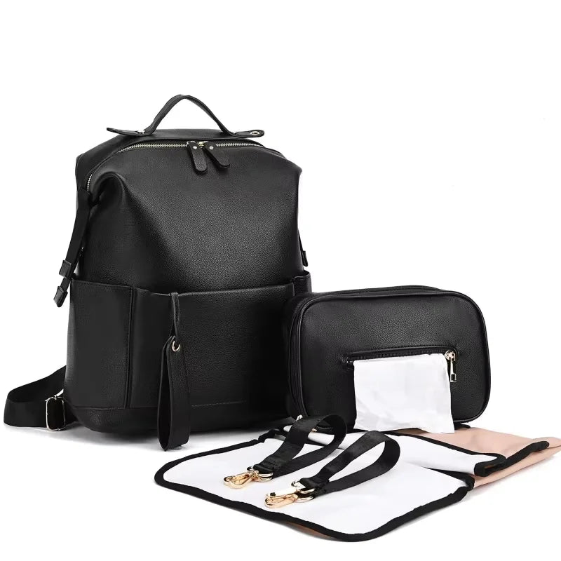 sac à dos à langer en simili cuir multi-poches - vue produit 7