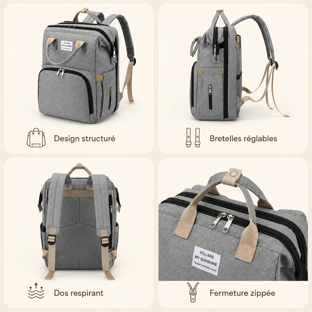 Sac à dos à langer berceau pliable