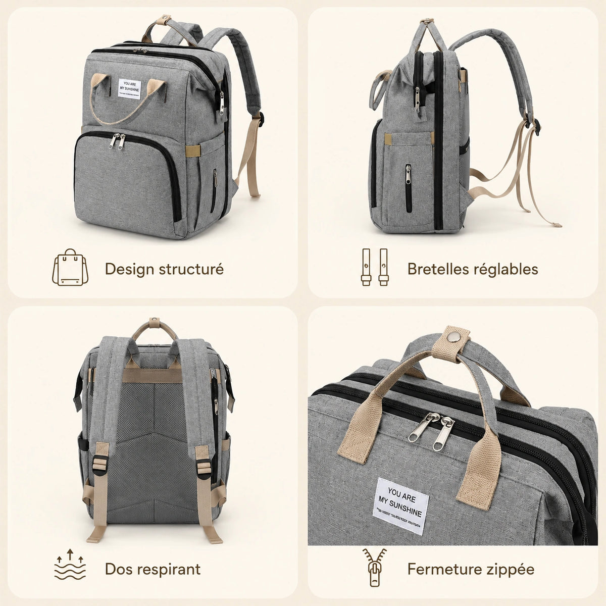 Sac à dos à langer berceau pliable