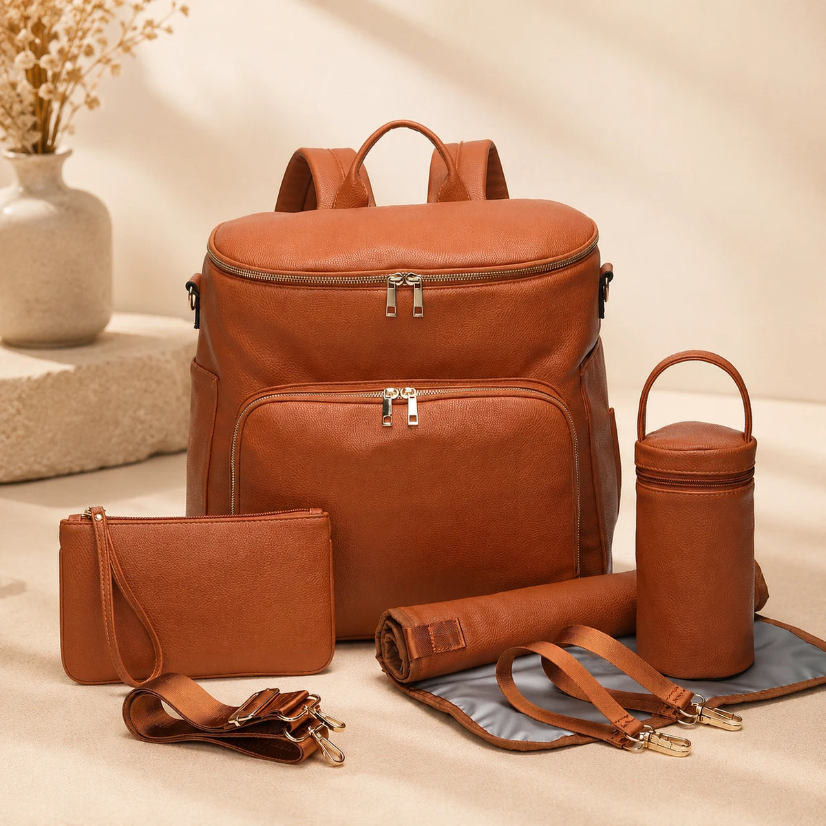 Sac à dos à langer poussette à sangles intégrées