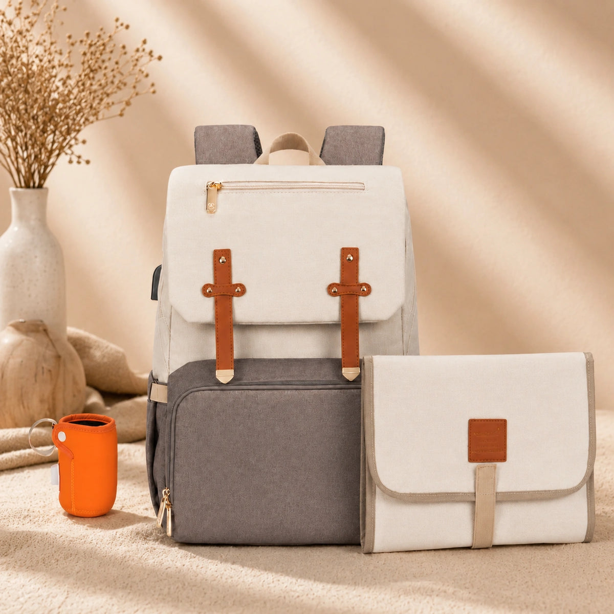 Sac à dos à langer denim — Isotherme biberon