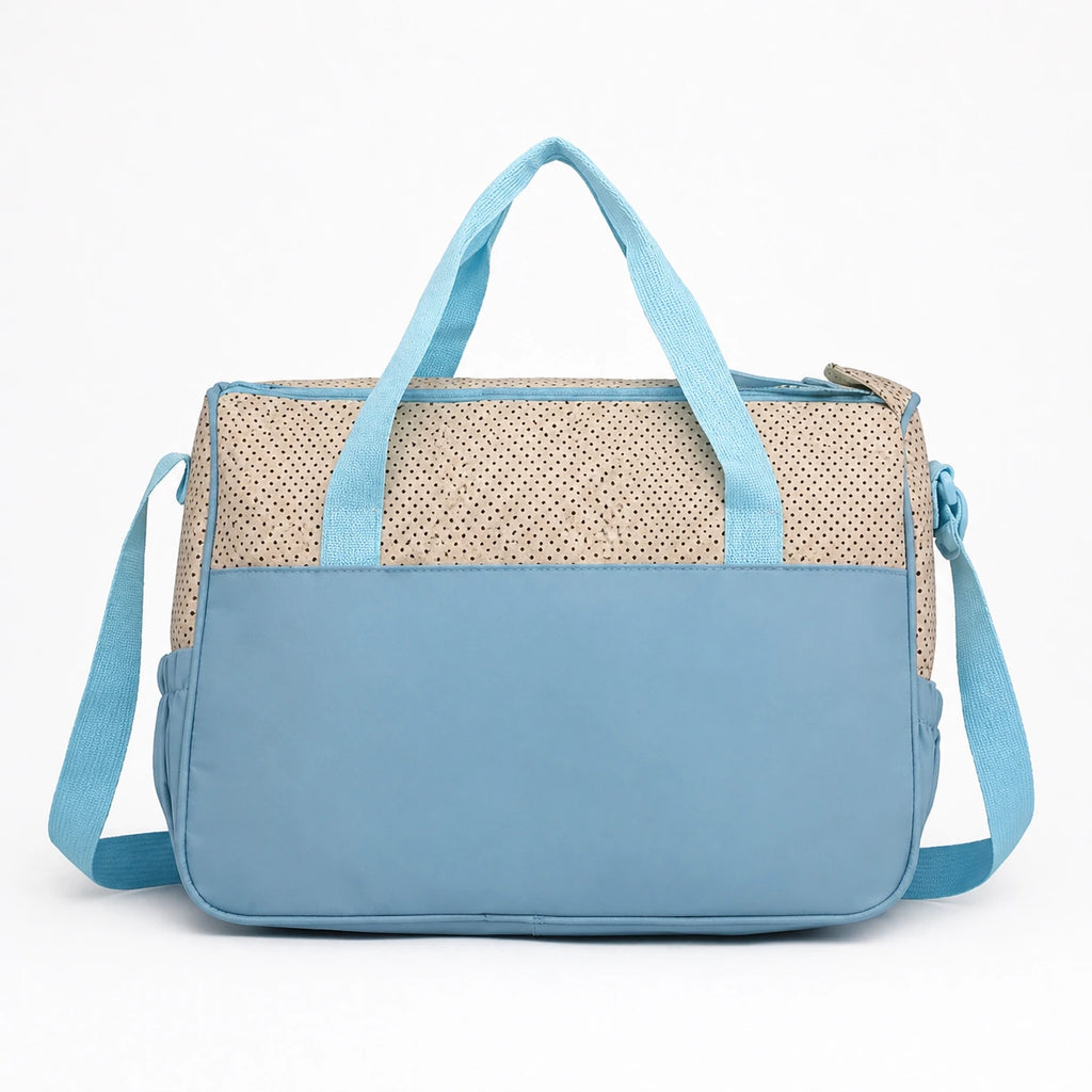 Sac à langer set 5 pièces porte-biberon bleu - vue de dos