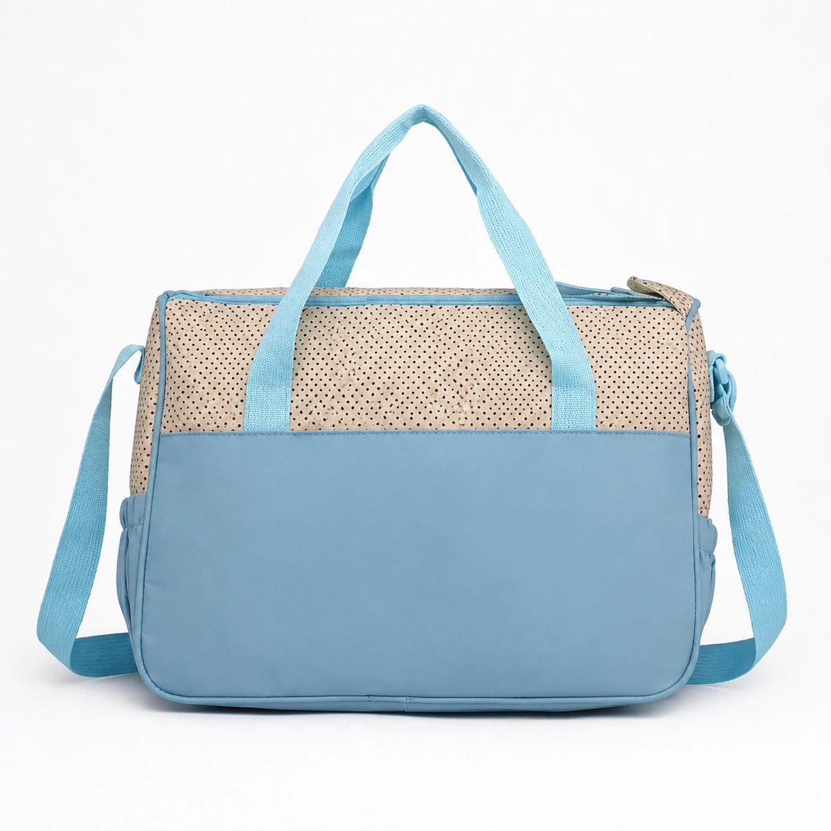 Sac à langer set 5 pièces porte-biberon bleu - vue de dos