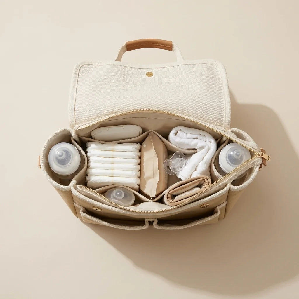 Sac à langer cabas toile - organisation intérieure zéro fouille pour parents