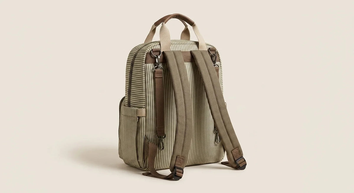 Sac à langer kit 3 en 1 muted khaki green - système de portage et bretelles ergonomiques