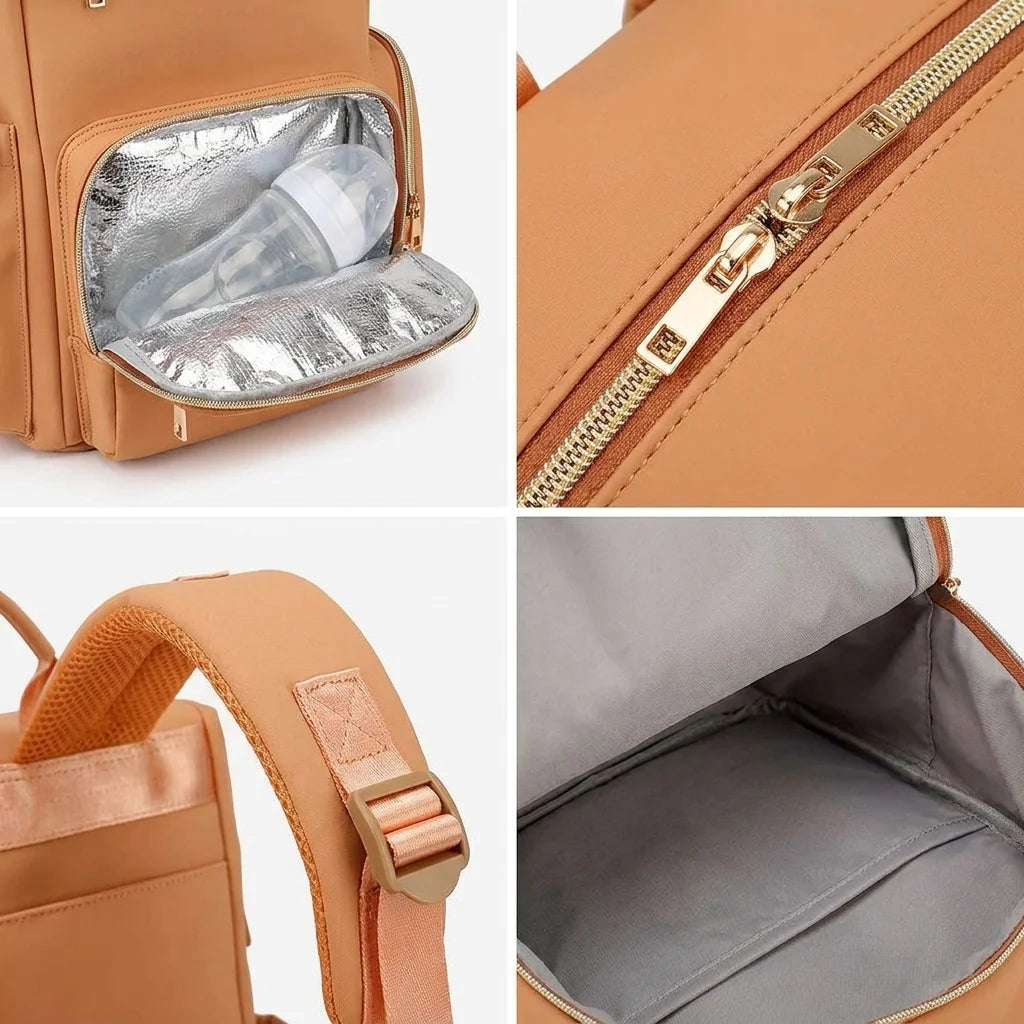 Détails techniques sac à langer minimaliste compact - poche isotherme imperméable bretelles