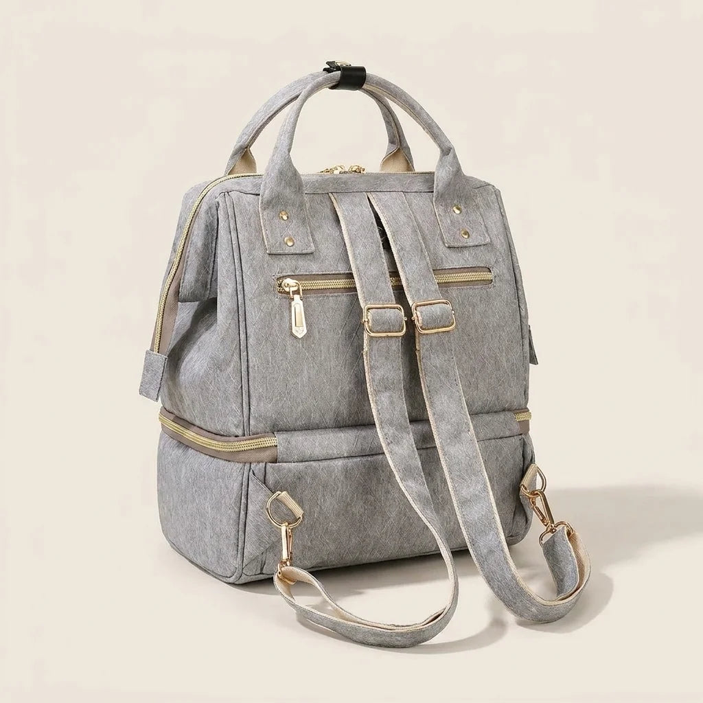 Sac à langer motif diamant muted neutral grey diamond pattern - système de portage et bretelles ergonomiques