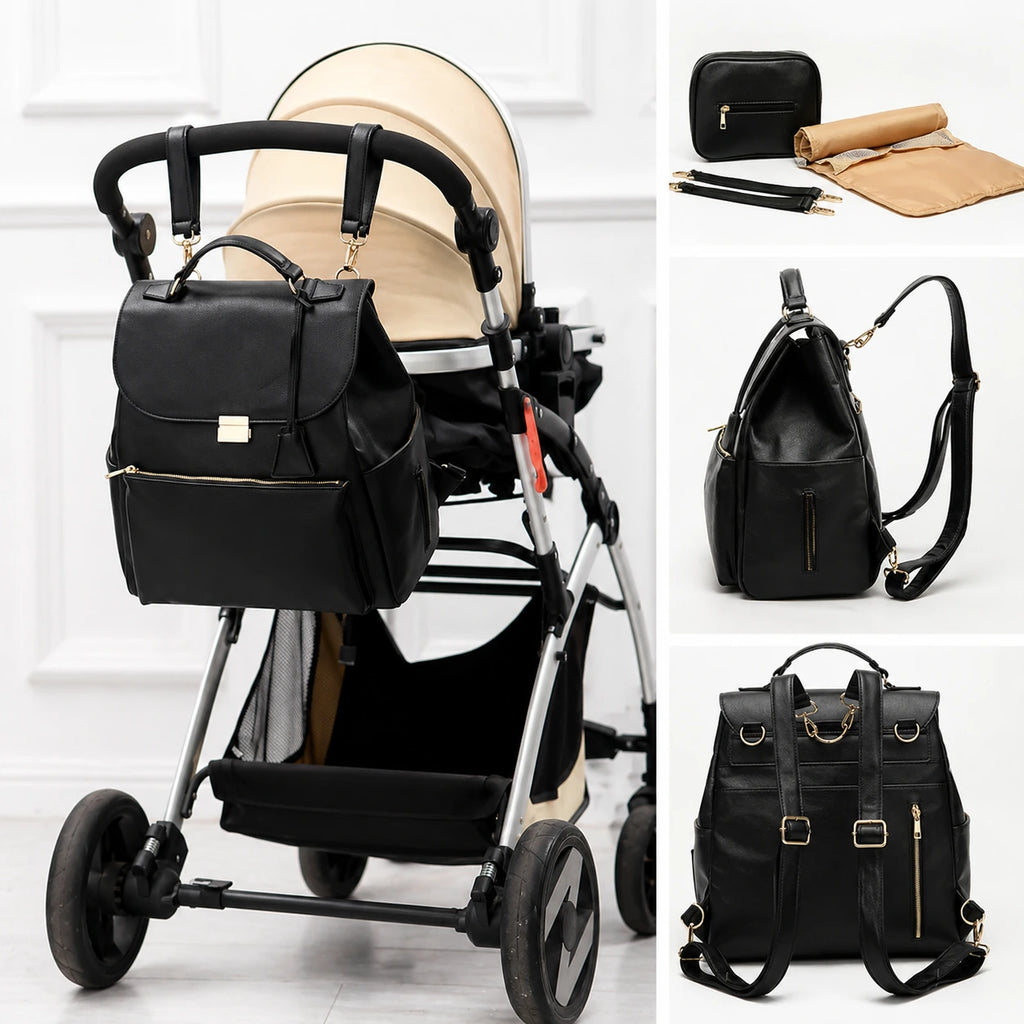 sac à dos à langer imperméable simili cuir - vue produit 2
