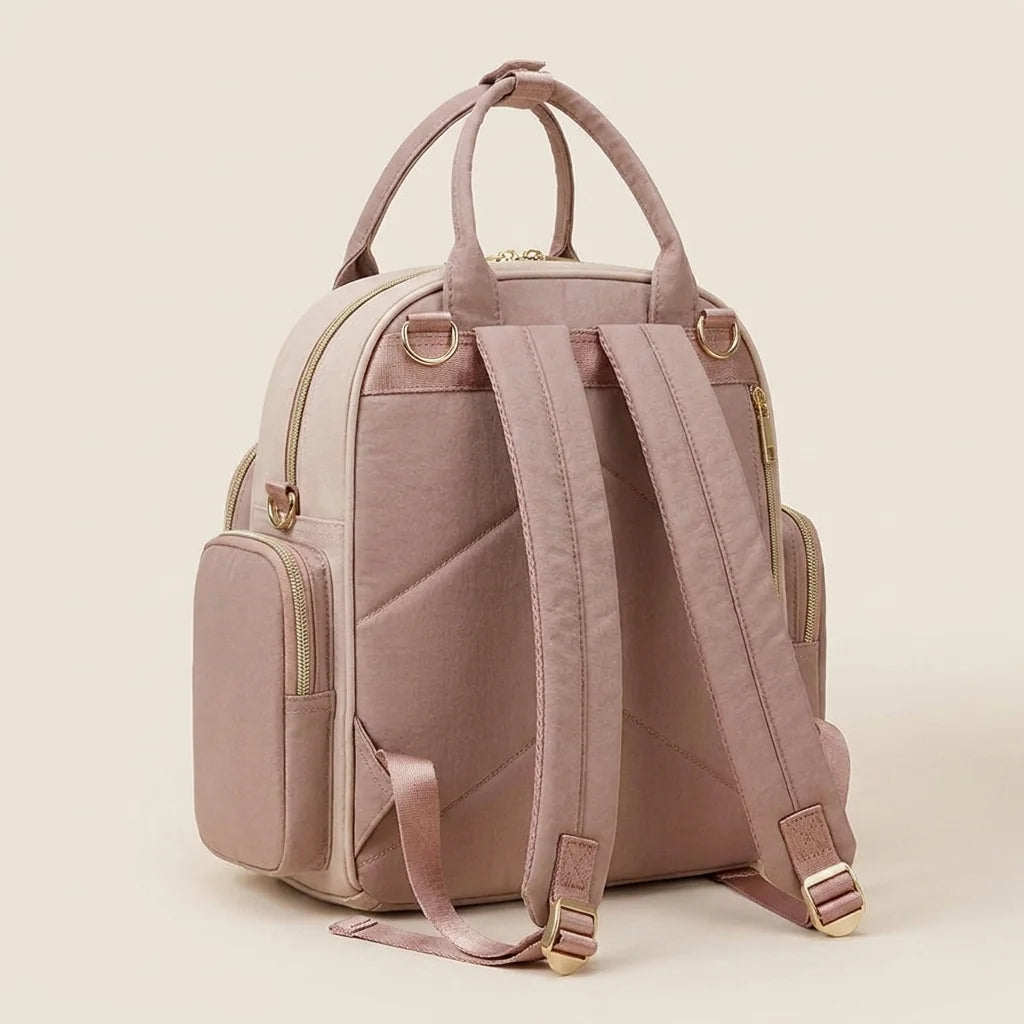Sac à langer personnalisable sobre muted dusty pink - système de portage et bretelles ergonomiques