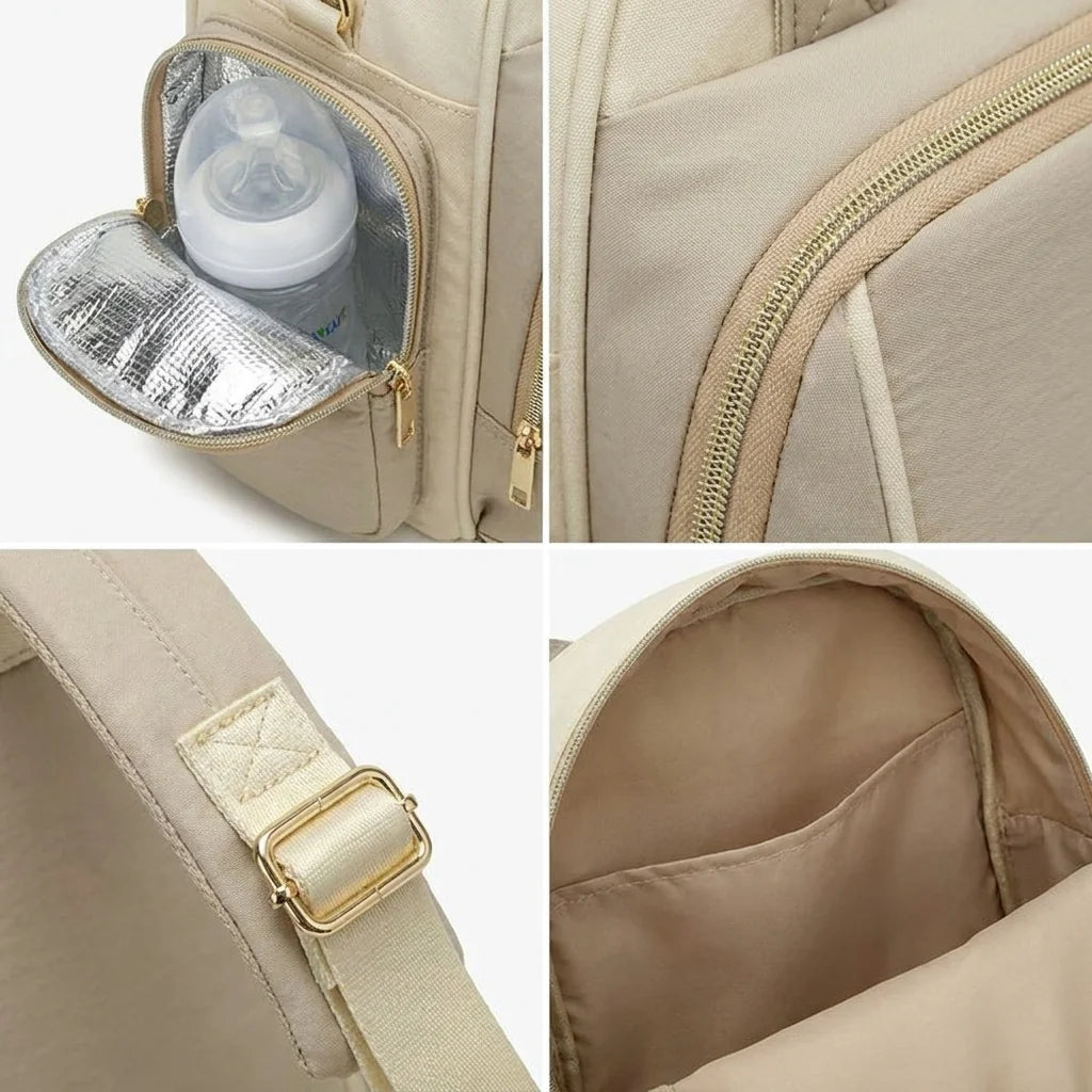 Détails techniques sac à langer personnalisable sobre - poche isotherme imperméable bretelles