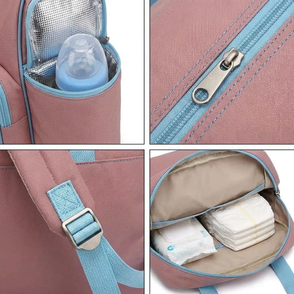 Détails techniques sac à langer set 5 pieces porte-biberon - poche isotherme imperméable bretelles