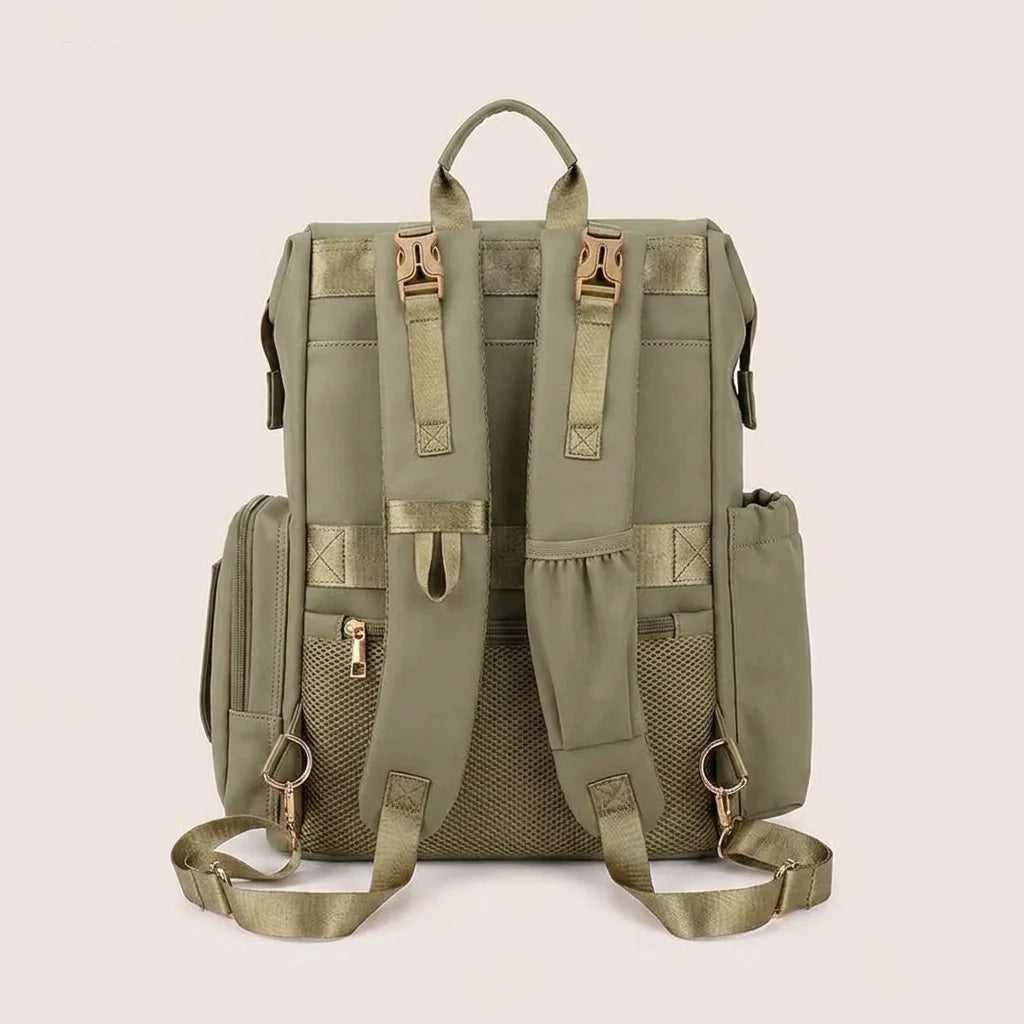 Sac à langer unisexe papa maman muted khaki green - système de portage et bretelles ergonomiques