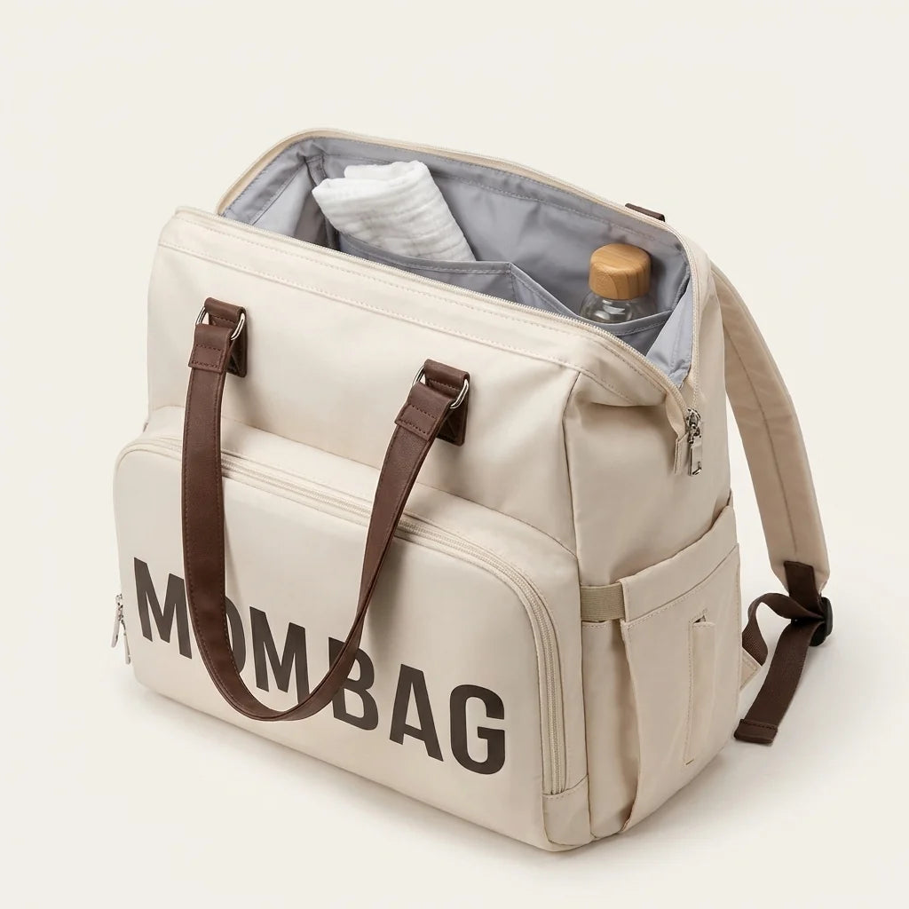 Sac à langer voyage securise deep matte black - vue de face avec compartiments ouverts