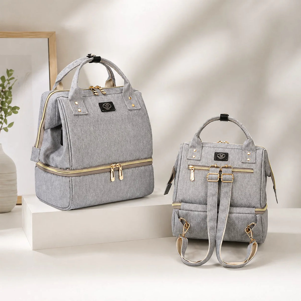 sac à dos à langer motif diamant multifonction - vue produit 1